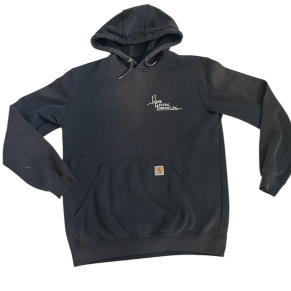 Carhartt Y2K Sweatshirt‎ Hoodie Faded Black Bleached Oversized Size Medium - Picture 1 of 9